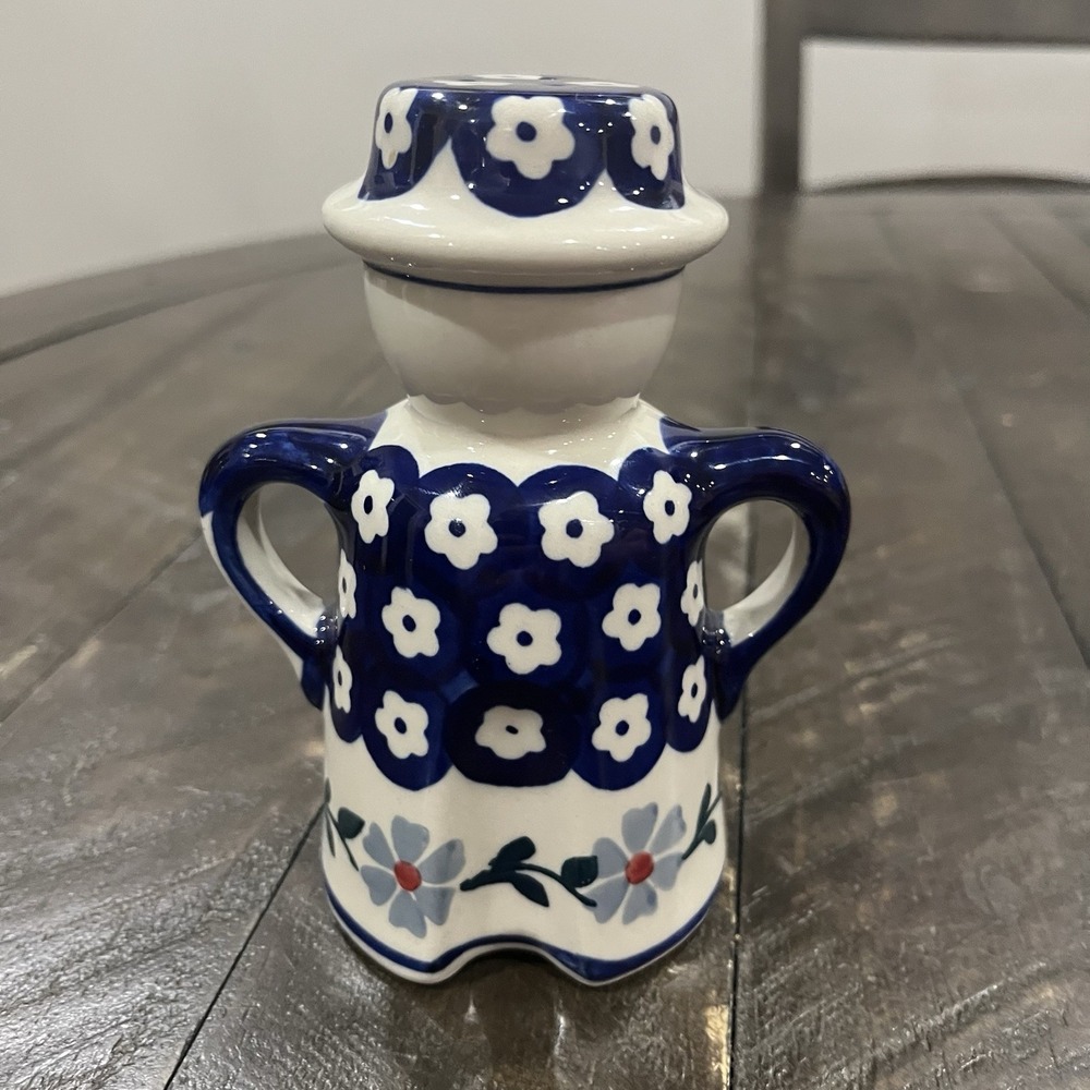 Handmade Boleslawiec Poland G. Frankow Pepper Shaker Floral Handles‎ 5 1/2" Tall - Picture 3 of 7